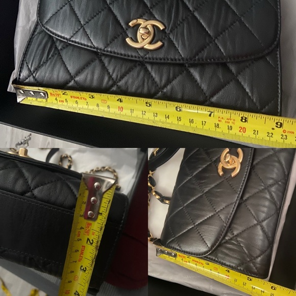Chanel Crumpled Black Lambskin Quilted CC Links Top Handle Flap SMALL size - Picture 17 of 17